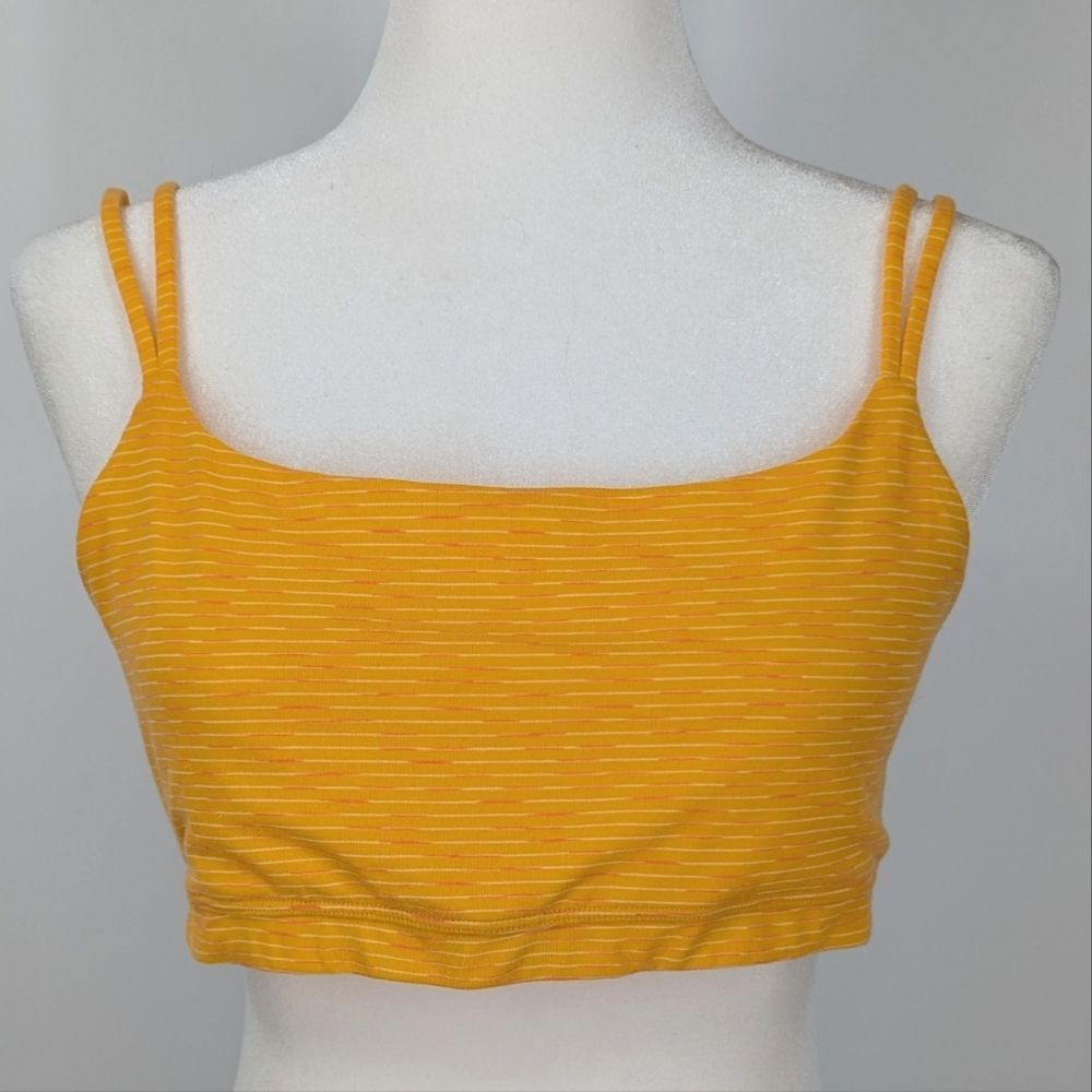 Gap Fit Breathe Heathered Yellow Sports Bra Yoga Bralette X-Large XL Activewear